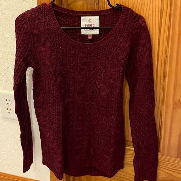So Brand (Kohl's) Sweater, Burgundy, Small - Picture 1 of 7